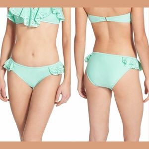 NWT‎ BP. Eyelet Ruffle Bikini Bottoms Teal Sky/Mint [ SZ Small ]